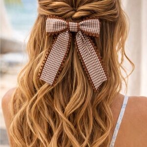 Paparazzi Brown Gingham Hair Bow
